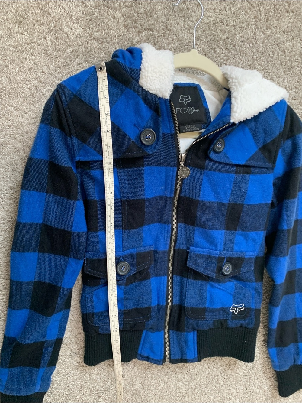 Fox Racing Blue & Black Plaid Sherpa-Lined Zip Jacket - Picture 7 of 9
